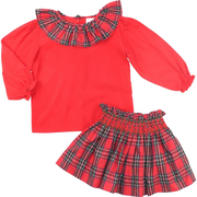Smocked Plaid Skirt Set