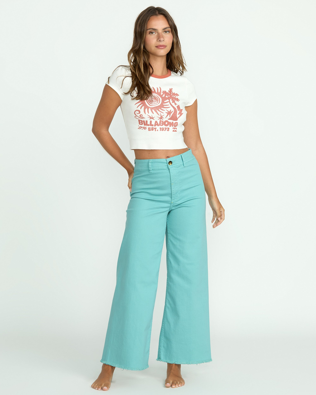 Free Fall High-Waist Pants - Misty Blue