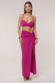 Fuschia Deidra Draped Skirt Set