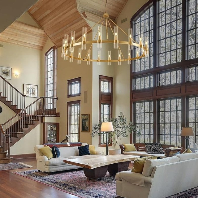 Wagon Wheel Glass Chandelier 60" 70"