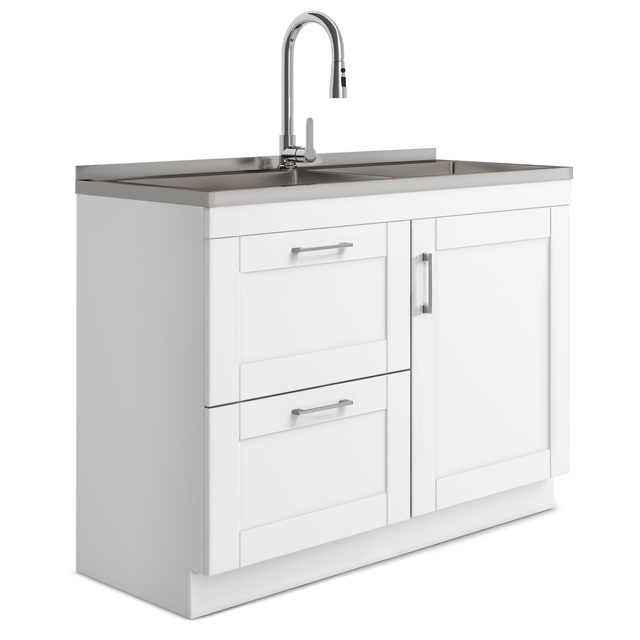 Modern Wide Shaker All-In-One 46 inch Laundry Utility Sink and Cabinet