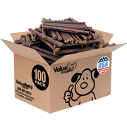 ValueBull USA Collagen Sticks, Premium Beef Small Dog Chews, Thin 6 Inch, 100 Count BULK PACK
