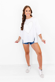 Studded Heart Oversized Top