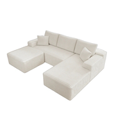 Flexo Corduroy Modular Sectional U-Shaped Sofa with Chaise
