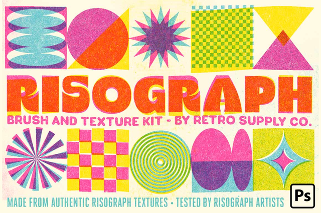 Risograph Brush and Texture Kit for Photoshop