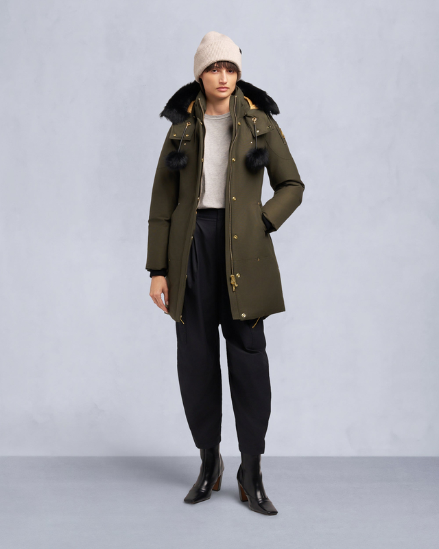 GOLD SERIES STIRLING SHEARLING TRIM PARKA-DARK OLIVE/BLACK