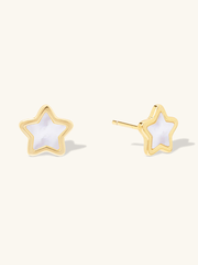 Star Pearl & Gold Stud Earrings