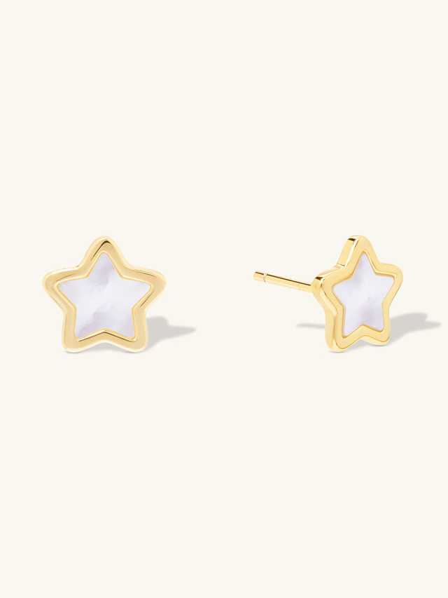 Star Pearl & Gold Stud Earrings