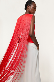 Figure Form Bandage Knit Long Tassel Cape Top | Karen Millen