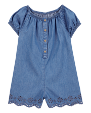 Toddler Button-Front Chambray Romper