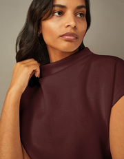 Cap Sleeve Mock Neck Top