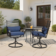 EROMMY Patio Swivel Chair Set of 2, Outdoor Dining Chairs with Cushions for Porch, Deck, and Garden, Blue