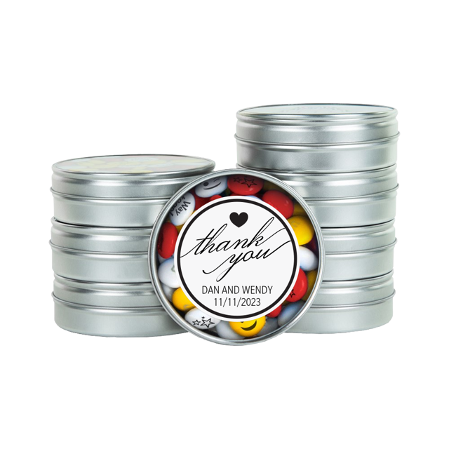 Personalizable M&M’S Silver Favors Custom Packaging