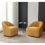 Arrun 28" W Velvet Swivel Barrel Chair (Set of 2) Wade Logan® Fabric: Yellow Velvet