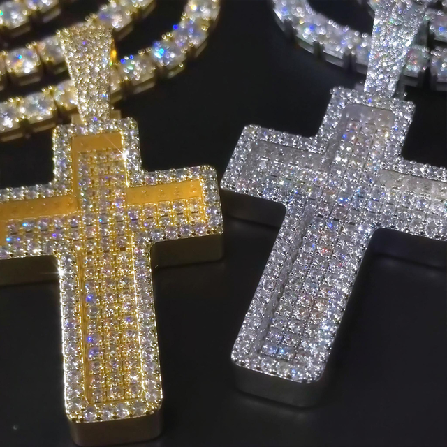 Iced Out Paved Mosaic Cross Pendant