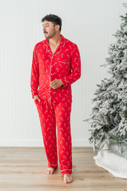 Men's Long Sleeve Pajama Set in Candy Cane