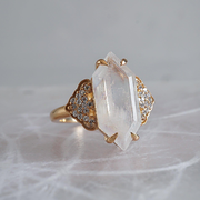 Frozen Moonstone Diamond Ring in 14K and 18K Gold