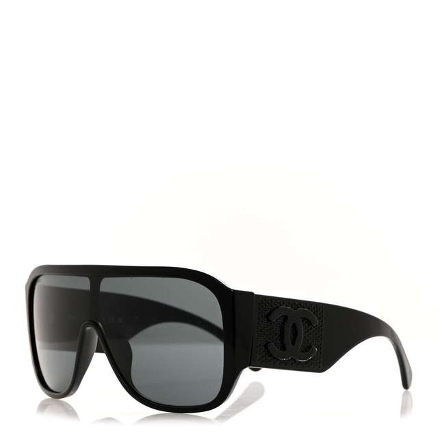 Acetate Crystal CC Shield Sunglasses 5466-B Black