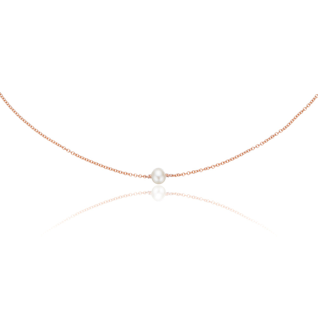 Rose Gold Single Pearl Choker