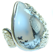 Top Quality Dendritic Agate  .925 Sterling Silver handcrafted Ring s. 8 adjustable