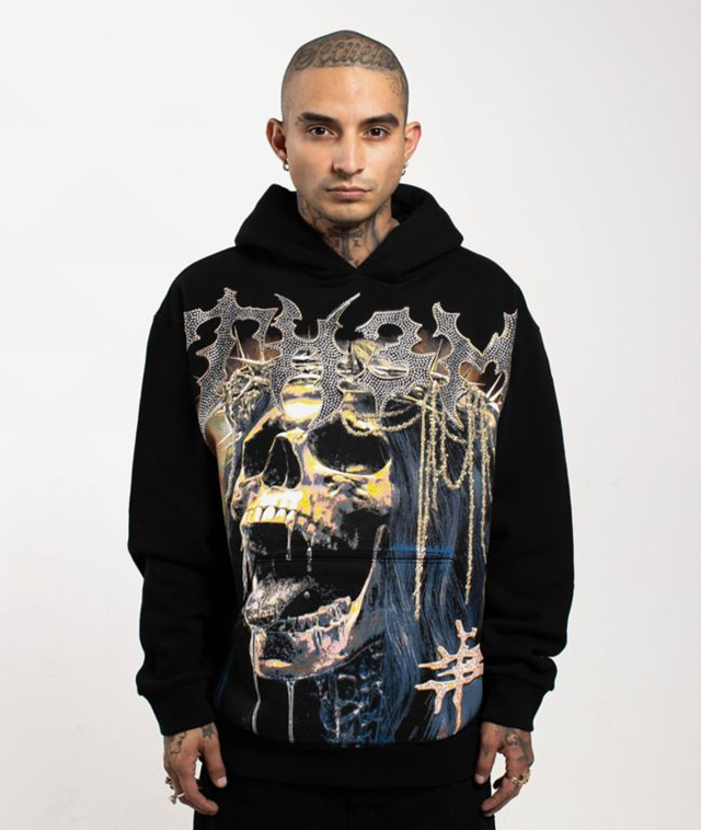 TH3M Royalty Rhinestone Black Hoodie