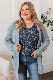 Take Me Places Knit Cardigan- Blue