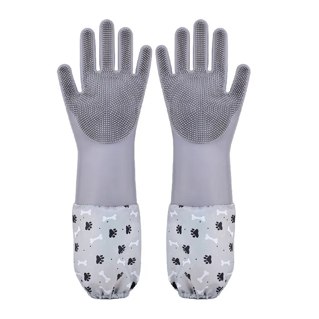 Silicone Dishwashing Gloves Waterproof Anti-scalding Household Gloves Pet Bathing Gloves Cat And Dog Massage Kitchen Cleaning Artifact
