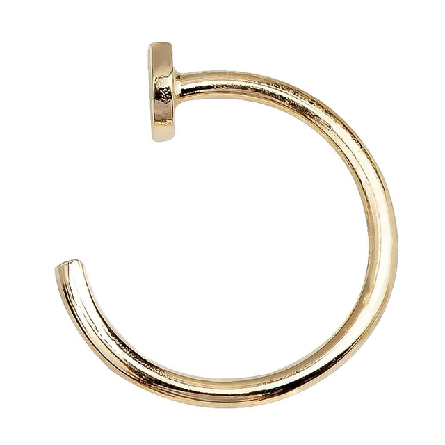 Nail 14K Gold Nose Ring Hoop