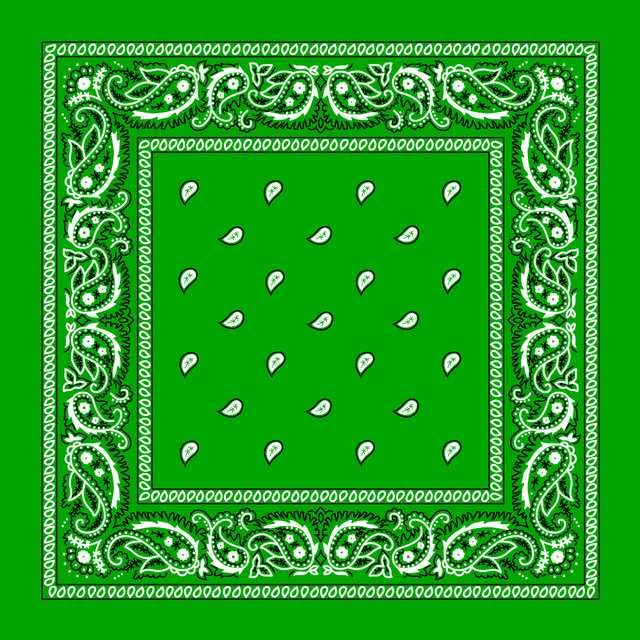 Classic Paisley Bandana Imported, 22X22, 12 Pieces, Kelly Green