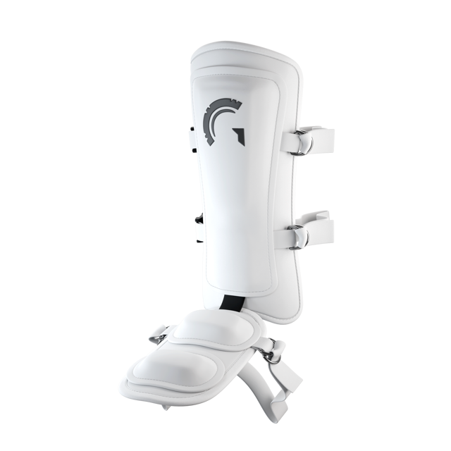 Guardian Legion Hard Shell Pro Baseball Leg Guard (White Black)