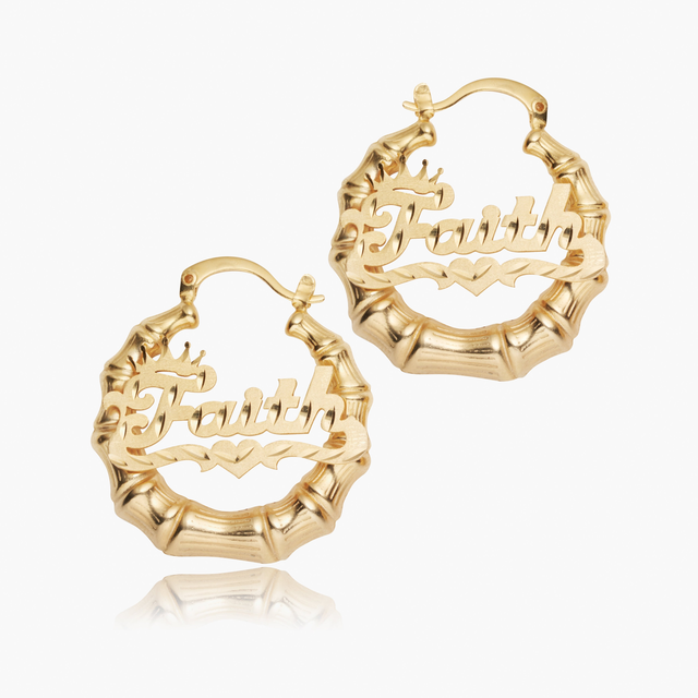 Bamboo Crown Name Earrings