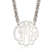 Sterling Silver Personalized Monogram Rolled Byzantine Necklace