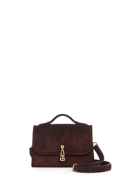 Small Leonora Flap Bag in Dark Brown Suede