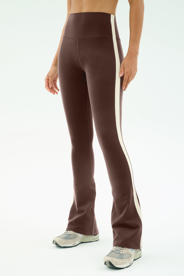 Raquel High Waist Flared Legging - Dark Chocolate/Creme