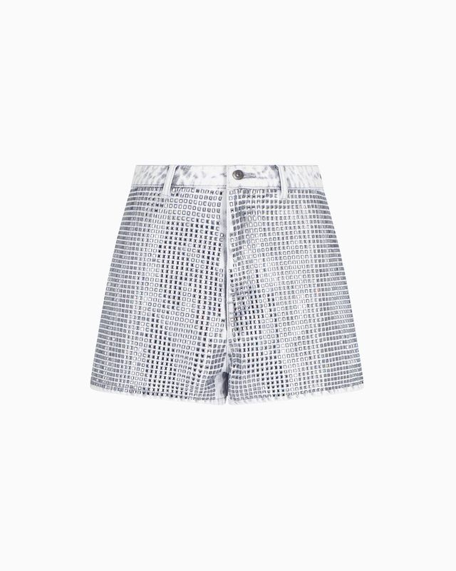 Studded denim shorts