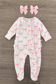 Mom & Me - Blushing Bows Waffle Knit Pajamas