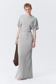 Gathered Short-Sleeved Maxi Dress