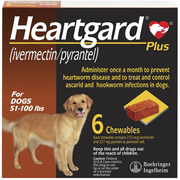 Heartgard Plus for Dogs - ivermectin|pyrantel- 51-100 lbs (6 Chews) - [Heartworm Prevention]
