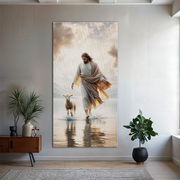 Jesus Protects The Lamb From Wolves Faith Wall Art XIII