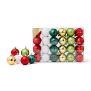 Christmas Retro Cheer 60mm Baubles 48 Pack - Multi