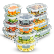 JoyFul 12 Glass Storage Containers with Leakproof Lids Set