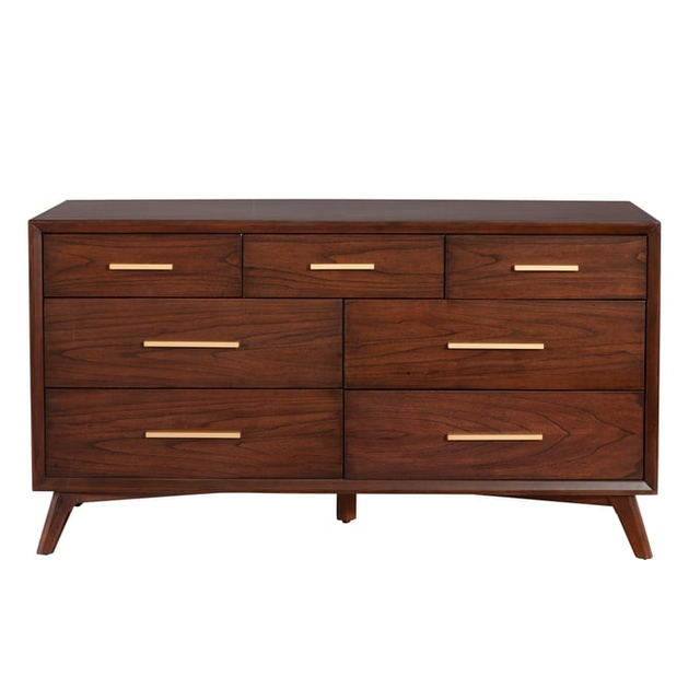 Alpine Furniture Gramercy Walnut 7 Drawer Dresser