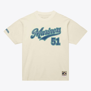 Men's Seattle Mariners Ichiro Suzuki Mitchell & Ness Cream Cooperstown Collection Throwback Name & Number T-Shirt