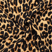 Beige-Black-Brown Rayon Leopard Printed Crepe Dobby Woven Fabric