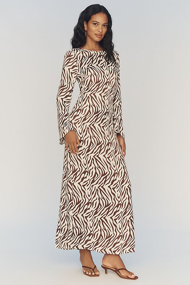 By Anthropologie Long-Sleeve Maxi Slip Dress