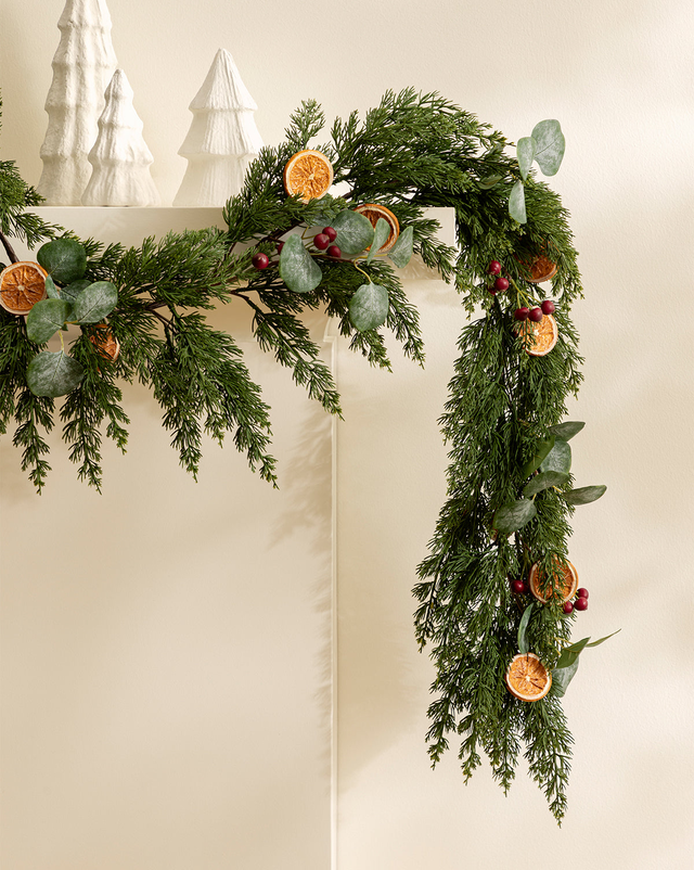 6' Orange & Eucalyptus Faux Garland