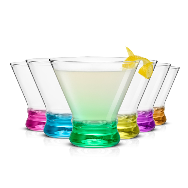 Hue Colored Stemless Martini Glasses - 7 oz - Set of 6