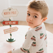 Festive Cars on Off-White PJ Set
