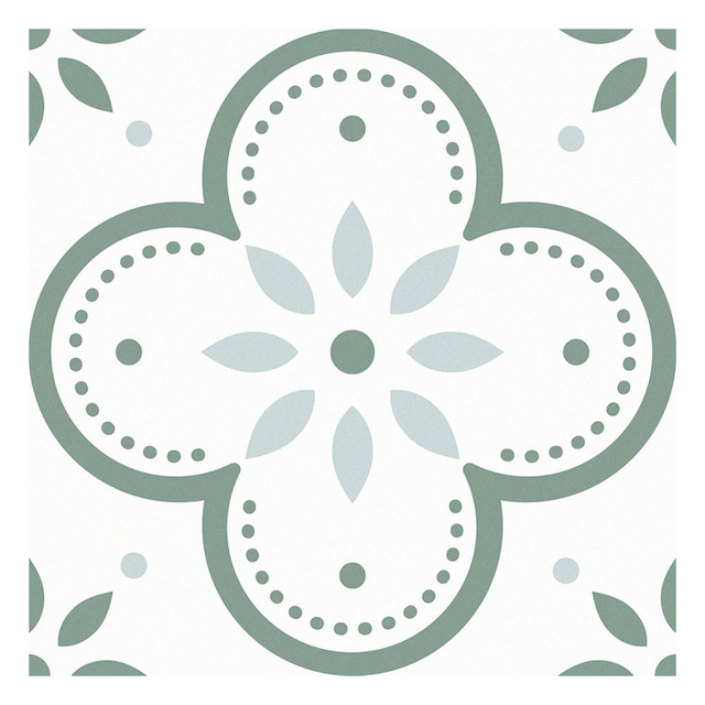 Light Green Flower Peel and Stick Vinyl Floor Tile Sticker