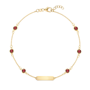 1 Nameplate & 6 Petite Garnet Bracelet in 14k Gold (January)